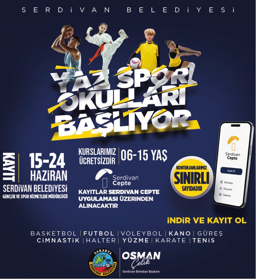 Serdivan Belediyesi Yaz Spor Okulları Başlıyor: Yaklaşık 1200 Öğrenci Sporla Buluşacak